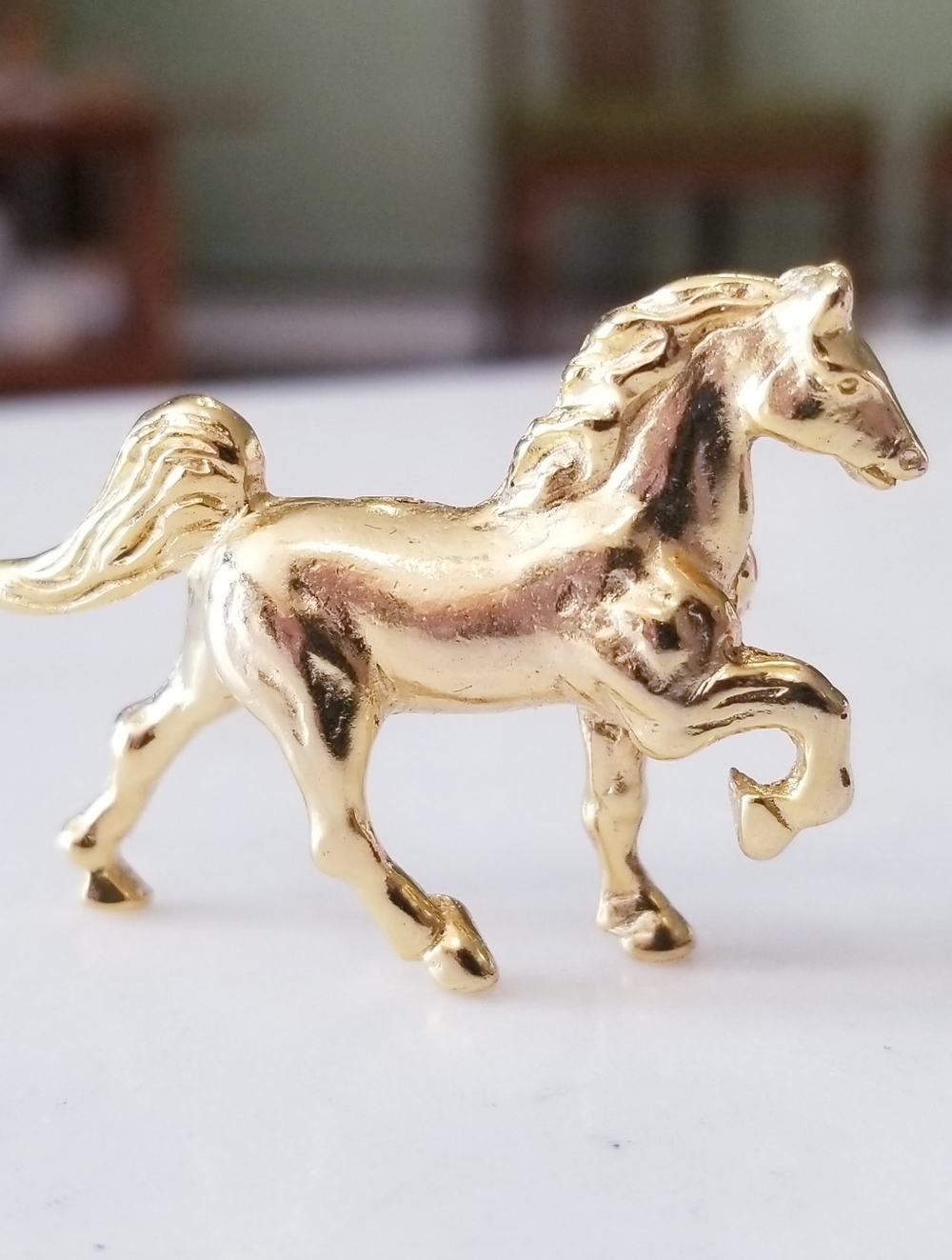 Vintage Horse Brooch Pin Gold Made In The USA NEW On Card